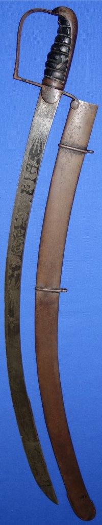 1796P British Light Cavalry Officer's Blue and Gilt Sabre with Scabbard